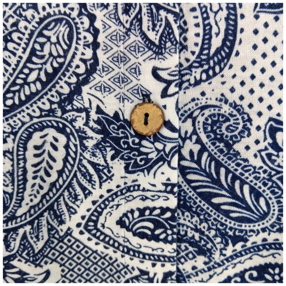 MODERN ATTRACTION- Women's Top- Button down-Tie front Paisley-Top-Blue-White - Picture 7 of 11
